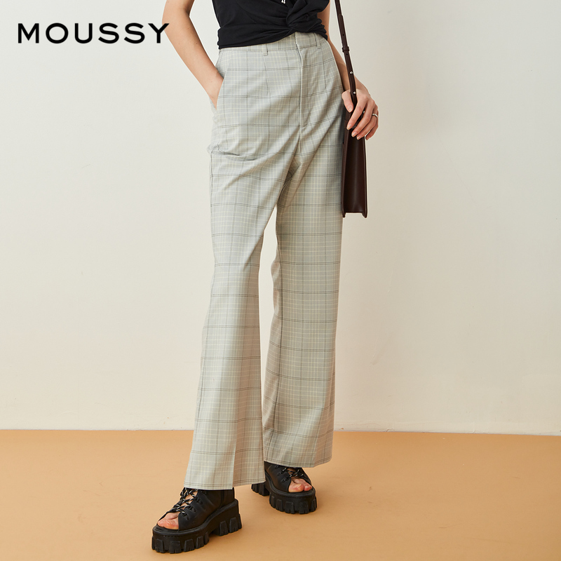 moussy英伦风格纹西装质感休闲裤