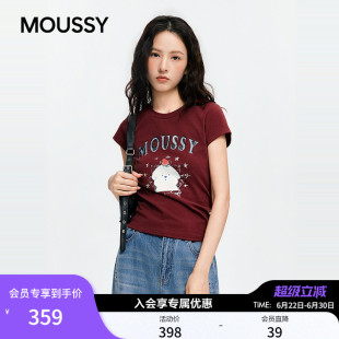 MOUSSY潦草小狗系列2026夏季新品趣味印花短袖T恤女028JSZ01-1011