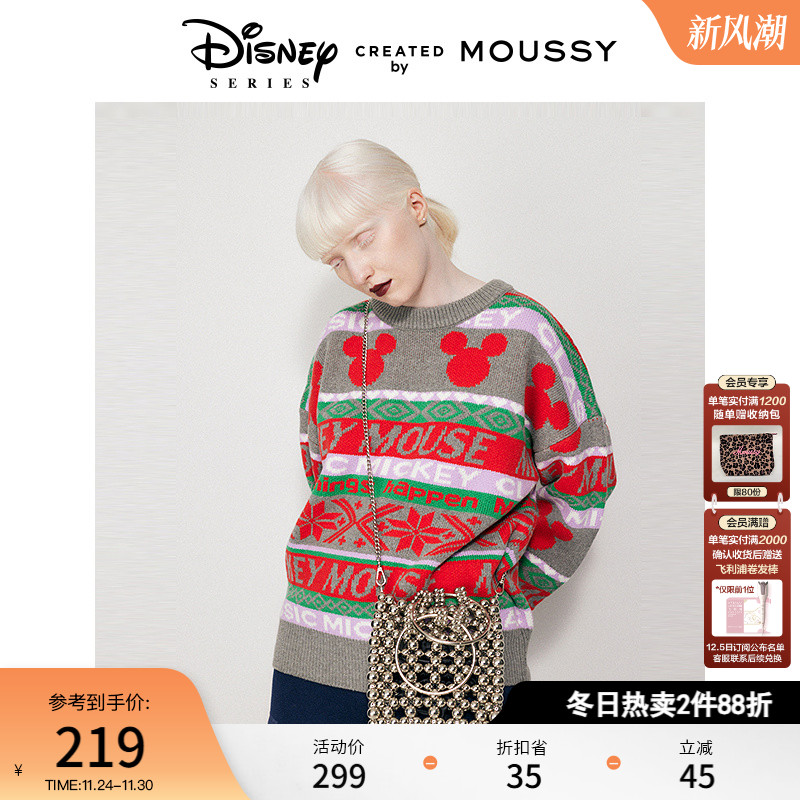 moussy迪士尼图案针织毛衣
