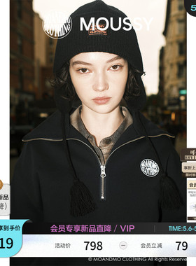 MOUSSY x MOANDMO 2026春季新品半拉链刺绣字母卫衣010IAF01-7541