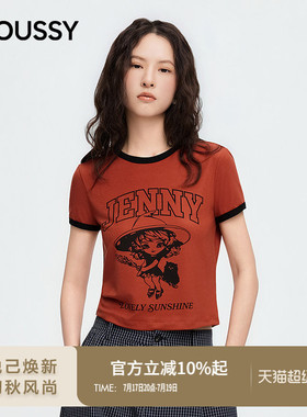 MOUSSY2026夏季新品美式复古风做旧字母印花短款T恤028JSA90-1071