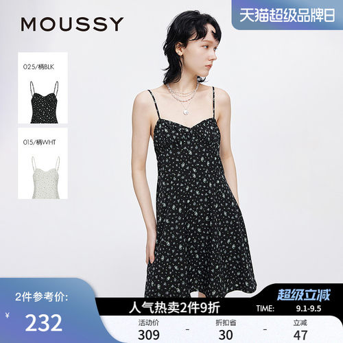 MOUSSY 夏季新品波嘻风茶歇裙碎花吊带连衣裙女028ISA33-1004