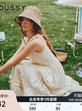 MOUSSY 夏季新品甜美清新荷叶边圆领无袖连衣裙028ISA33-1003
