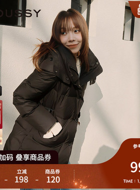 MOUSSY冬季新品气质通勤连帽90%鸭绒羽绒服女028HAA30-3151