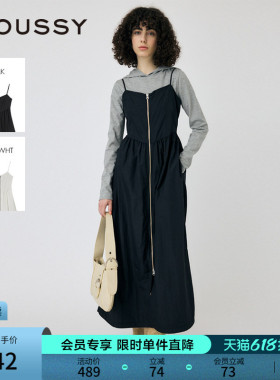 MOUSSY 春季新品机能风金属拉链开襟吊带连衣裙010IS633-4141