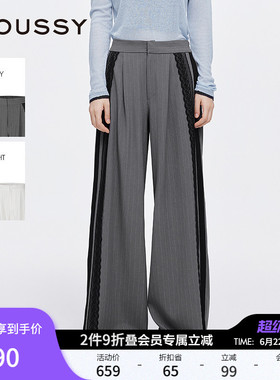 MOUSSY 春季新品蕾丝花边拼接阔腿裤西装休闲裤028ISA31-2501