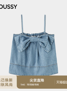 MOUSSY 2026夏季新品甜美少女风大蝴蝶结牛仔吊带衫028JSA10-1010