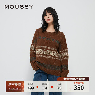 毛衣028HAZ70 北欧费尔岛提花宽松针织衫 3031 新品 MOUSSY冬季