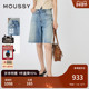 夏季 新品 不规则斜扣五分阔腿牛仔裤 MOUSSY 女010HA211 3191