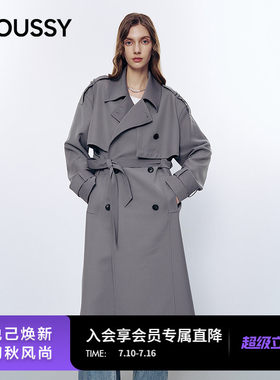 MOUSSY 2026春季新品慵懒通勤风廓形长款风衣外套女031JSA30-1003