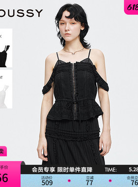 MOUSSY 早春新品甜美蝴蝶结绑带收腰吊带衬衫女028ISA30-1002