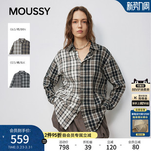 女028IAA30 MOUSSY 盐系男友风撞色格纹宽松衬衫 新品 1531 春季