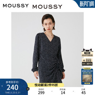 优雅淑女波点茶歇裙捏褶连衣裙028HS930 新品 0040 春季 MOUSSY
