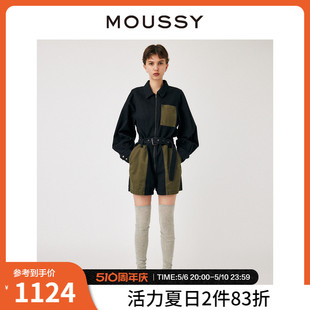 女010GAS30 MOUSSY 酷感工装 风拼色棉质连体短裤 5650