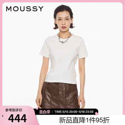 MOUSSY基础款纯色纯棉正肩T恤