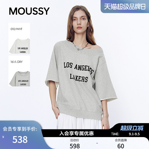 MOUSSY 2026春季新品慵懒休闲风字母印花短袖T恤女028JSA90-1024图片