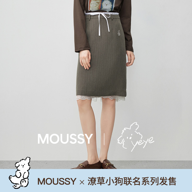 MOUSSY*OS YEYE 2025秋季新品简约淑女风抽绳半身裙028IAA01-1037