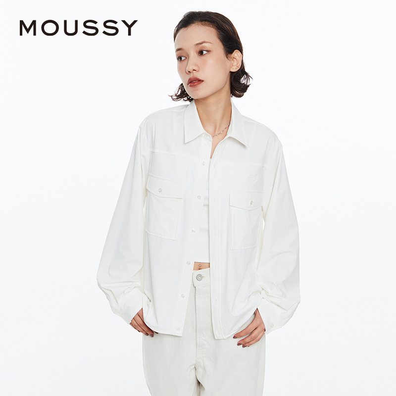 MOUSSYcleanfit刺绣LOGO衬衫