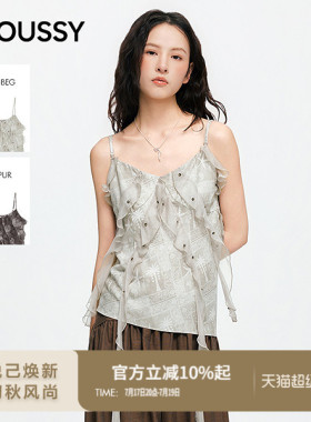 MOUSSY 2026夏季新品波西米亚辣妹风飘带印花吊带衫028JSZ30-1077