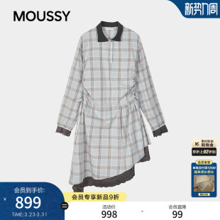 甜酷风撞色格纹蕾丝拼接连衣裙028JSA33 新品 1008 2026夏季 MOUSSY