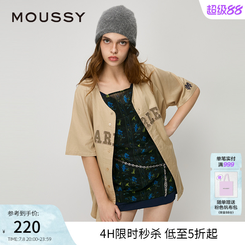 MOUSSY运动风oversize棒球衬衫