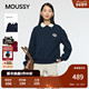 moussy秋季 3341 套头圆领卫衣女010IA490 新品 复古学院风长袖