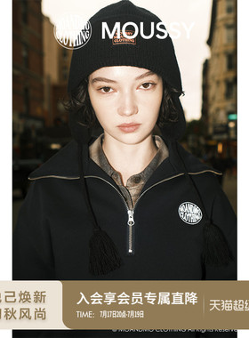 MOUSSY x MOANDMO 2026春季新品半拉链刺绣字母卫衣010IAF01-7541