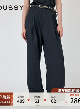 MOUSSY 秋季新品慵懒感松弛通勤折边阔腿休闲裤010HAS31-1661