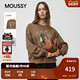 MOUSSY秋季 0851 卫衣女028IAA90 新品 休闲风猫咪印花圆领长袖