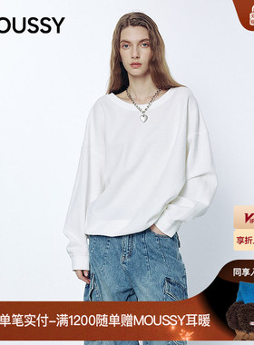 MOUSSY 2026早春新品慵懒简约风纯色oversizeT恤女031JSA80-1001