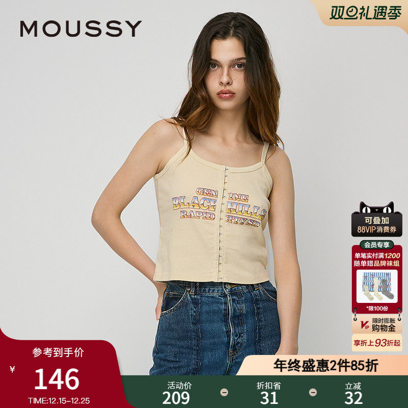 moussy摇滚风美式热辣吊带背心