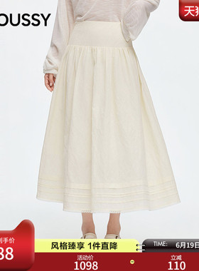 MOUSSY2026夏季新品日系温柔风A字蕾丝边半身裙女031JSZ31-1005