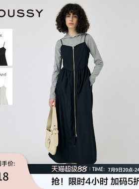 MOUSSY 春季新品机能风金属拉链开襟吊带连衣裙010IS633-4141
