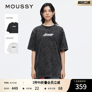街头风做旧裂纹印花短袖 MOUSSY 夏季 新品 2911 T恤女028ISA90