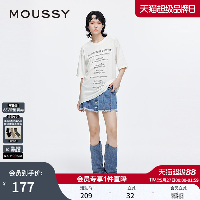 MOUSSY 早春新品复古印花字母宽松舒适短袖T恤028IAA90-0571图片