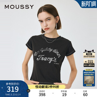 T恤女010IS290 圆领短袖 9411 休闲字母正肩修身 MOUSSY早春新品