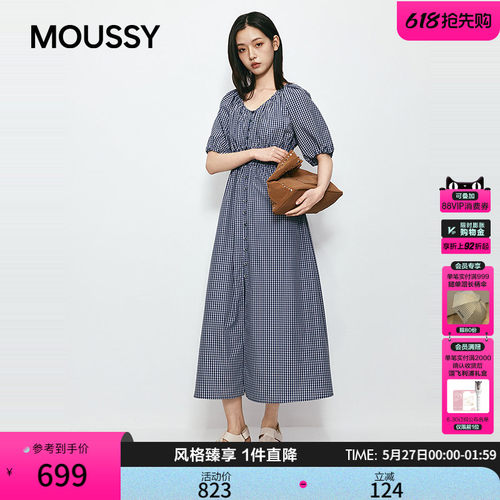 【爆品回归】MOUSSY 2026夏季新品复古格子连衣裙028JSX33-1011