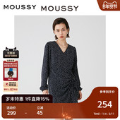 MOUSSY 0040 优雅淑女波点茶歇裙捏褶连衣裙028HS930 春季 新品