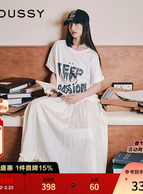 MOUSSY 早秋潮流涂鸦风字母印花宽松短袖T恤028IAA90-1002