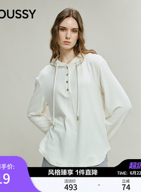 MOUSSY 春季新品休闲慵懒风抽绳连帽亨利领卫衣028IAC80-1020