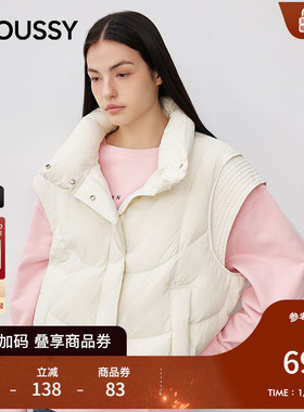 moussy2025秋季新品90鸭绒短款立领羽绒背心马甲女028IAC30-1002
