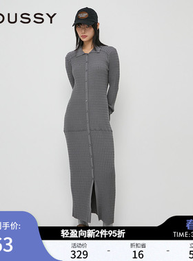 MOUSSY 春季新品简约风淑女H型长款针织连衣裙010HA673-7891