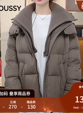 moussy2025秋季新品慵懒风连帽短款90面包羽绒服028IAC30-1099