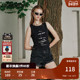 夏季 新品 Y2K千禧辣妹破洞印花无袖 MOUSSY 背心028HSZ90 1671