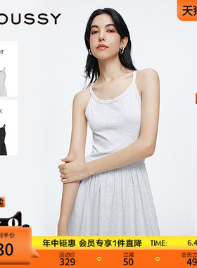 MOUSSY 夏季新品休闲慵懒风长款针织背心连衣裙028ISZ83-1231