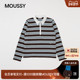 MOUSSY 2001 女010JS470 2026早春新品 复古学院风条纹撞色毛针织衫