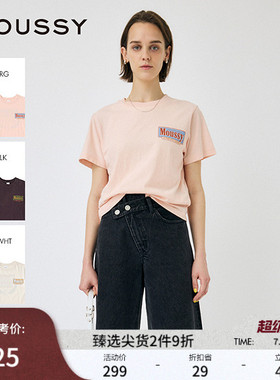 MOUSSY 早春新品美式复古做旧LOGO宽松短袖T恤010IS290-4771