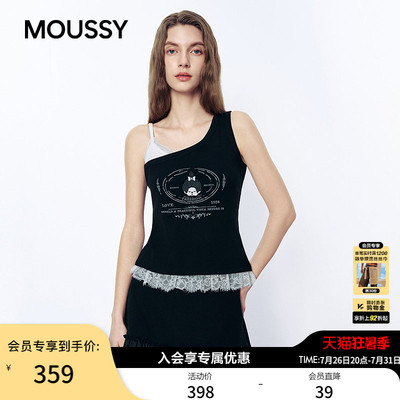 MOUSSY&Monchhichi合作款2026夏季新品蕾丝拼接吊带028JSZ01-1003