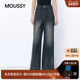 MOUSSY 1010 028JSA11 2026早春新品 慵懒复古风做旧高腰阔腿牛仔裤