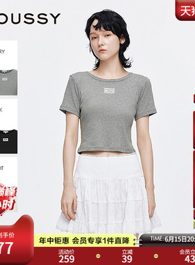 MOUSSY 夏季新品简约休闲纯棉圆领正肩短袖T恤028ISA90-1001
